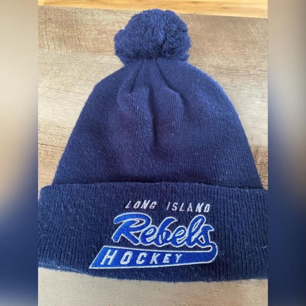 Long Island Rebels Hat Beanie Mens One Size Blue Hockey Cuffed Knit